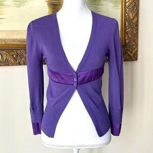 Pinko Italy V Neck Purple Fitted Cardigan Sz S